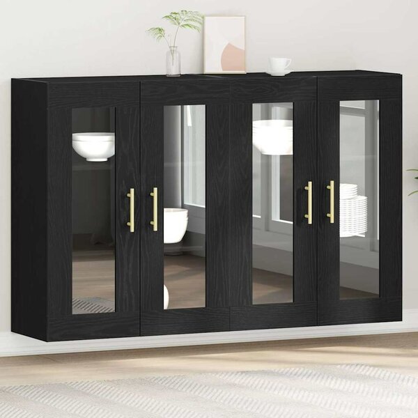VidaXL Fali Szekrények 2 db Fekete tölgy 69,5 x 34 x 90 cm Szerelt Fa