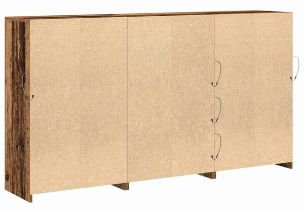 VidaXL Széf LED -es lámpákkal Régi fa 202 x 37 x 100 cm Faanyag