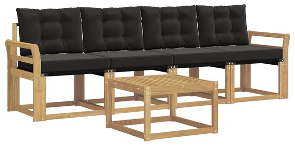 VidaXL Kültéri kanapé szett párnával 5 pcs Fehér és Fekete