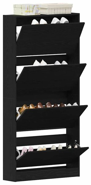 VidaXL Cipőszekrény tárolóval Musta tammi 80 x 21 x 163.5 cm Faanyag