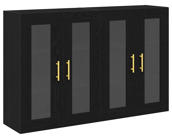 VidaXL Fali Szekrények 2 db Fekete tölgy 69,5 x 34 x 90 cm Szerelt Fa