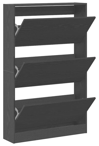 VidaXL Cipőszekrény tárolóval Musta tammi 80 x 21 x 125.5 cm Faanyag