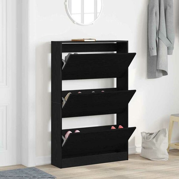 VidaXL Cipőszekrény tárolóval Musta tammi 80 x 21 x 125.5 cm Faanyag