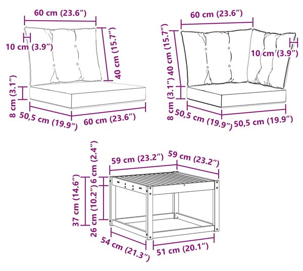 VidaXL Kültéri kanapé szett párnával 6 pcs Természetes és krémszínű
