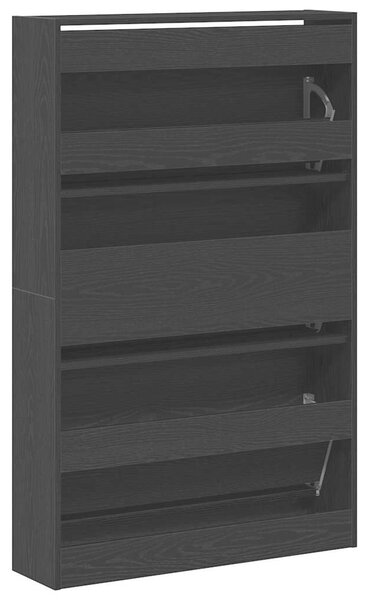 VidaXL Cipőszekrény tárolóval Musta tammi 80 x 21 x 125.5 cm Faanyag