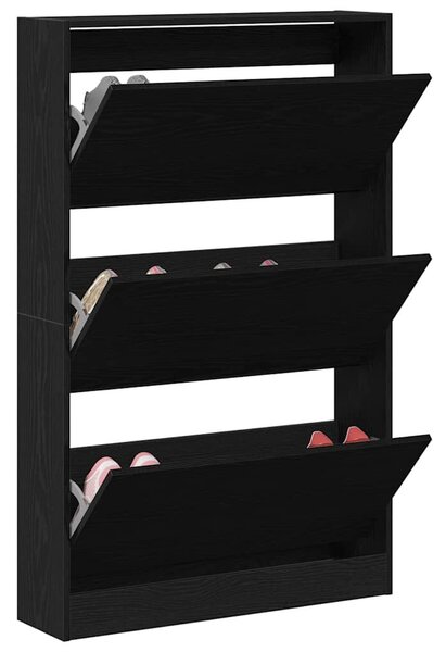 VidaXL Cipőszekrény tárolóval Musta tammi 80 x 21 x 125.5 cm Faanyag