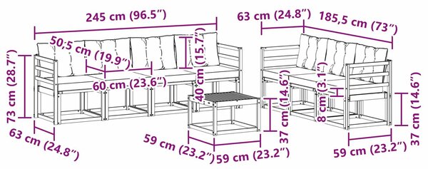VidaXL Kültéri kanapé szett párnával 8 pcs Fehér és Krém színű