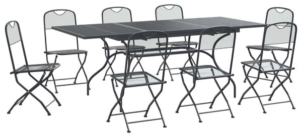 VidaXL Kert étkező szett 9 pcs Antracitszürke 212 x 90 x 76 cm
