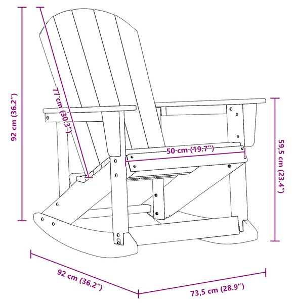 VidaXL Adirondack hintaszék Fekete 73.5 x 92 x 90 cm Műanyag