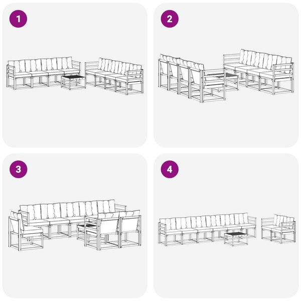 VidaXL Kültéri kanapé szett párnával 9 pcs Fehér és Világosszürke