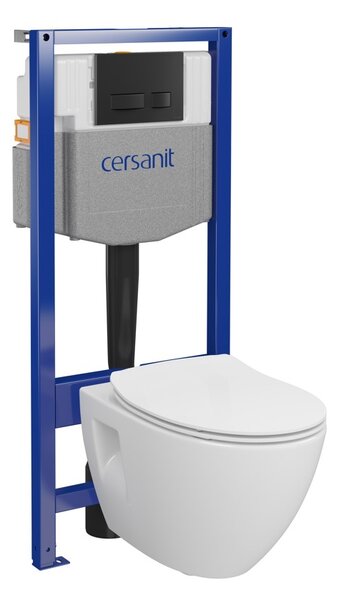 Cersanit Moduo, System50 MECH süllyesztett keret + függő WC csésze Moduo Plus CleanOn + fekete gomb MOVI II, S701-766