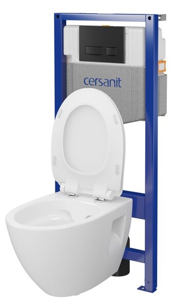 Cersanit Moduo, System50 MECH süllyesztett keret + függő WC csésze Moduo Plus CleanOn + fekete gomb MOVI II, S701-766