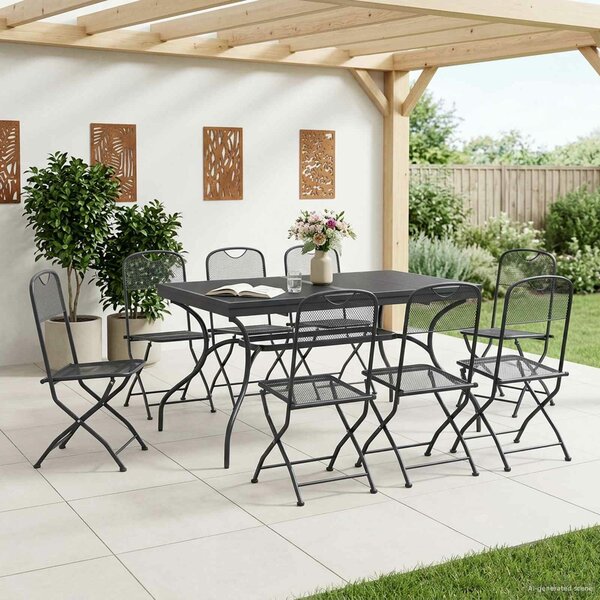 VidaXL Kert étkező szett 9 pcs Antracitszürke 212 x 90 x 76 cm