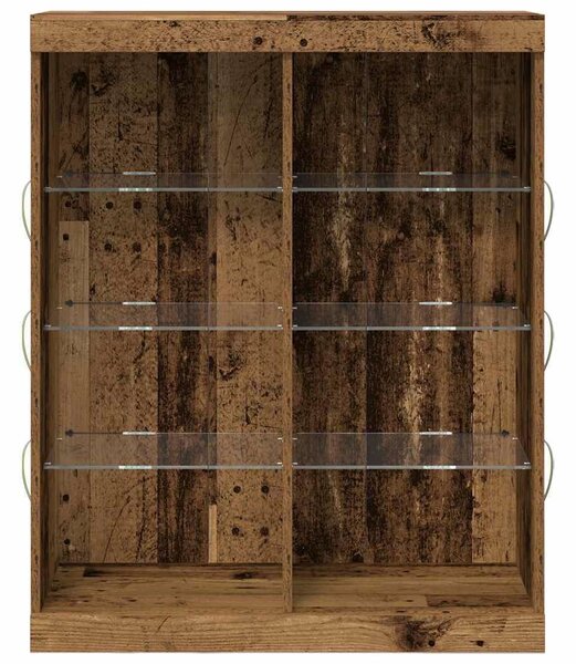 VidaXL LED tálaló LED szalagokkal Antik Fa 81 x 37 x 100 cm Szerelt Fa