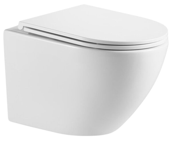 Erga Erga, Laveo Akan rejtett fali WC-szett + Lily+ fali WC-csésze duroplaszt ülőkével + öblítőgomb, fényes fehér, ERG-SETLAVLILYWHCR