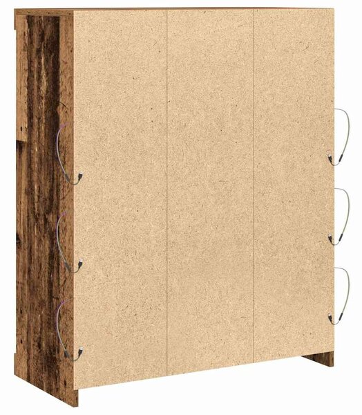 VidaXL LED tálaló LED szalagokkal Antik Fa 81 x 37 x 100 cm Szerelt Fa