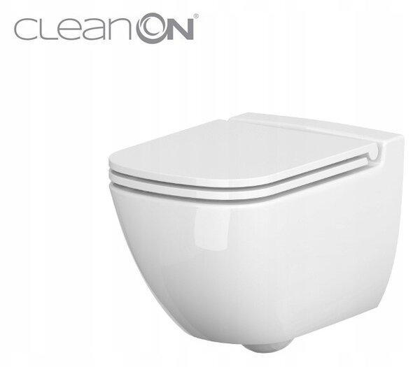Cersanit Caspia, függő WC csésze + antibakteriális hőre keményedő ülőke SET 741, fehér, K701-103