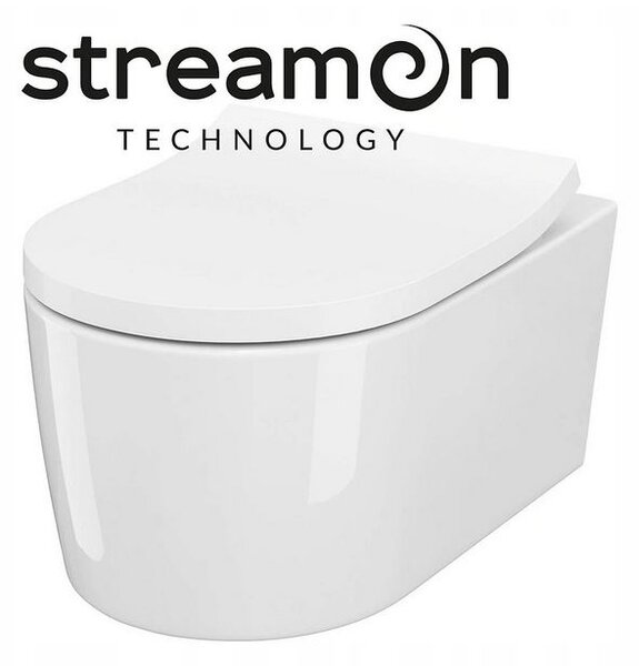 Cersanit Inverto függő WC csésze StreamOn 52 x 35,5 cm + lassan eső ülőke, fehér, S701-432