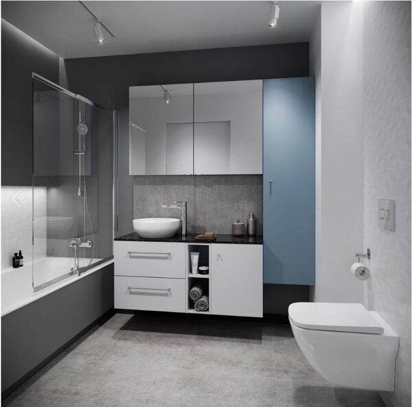 Cersanit Larga square Clean On, függesztett wc csésze 3/5 l + lassan záródó ülőke hőre keményedő, fehér, S701-473