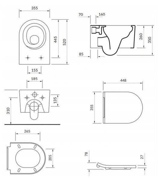 Cersanit Inverto függő WC csésze StreamOn 52 x 35,5 cm + lassan eső ülőke, fehér, S701-432