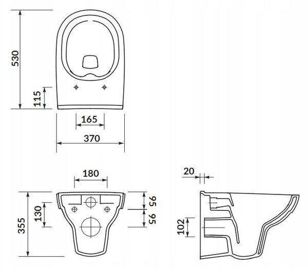 Cersanit City CleanOn, függő WC csésze ülőke nélkül, fehér, K35-028