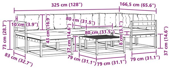 VidaXL Kültéri kanapé szett 7 pcs Fehér és Antracitszürke