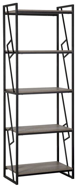 Ötszintes könyvespolc FORRES 184 cm Barna/fekete