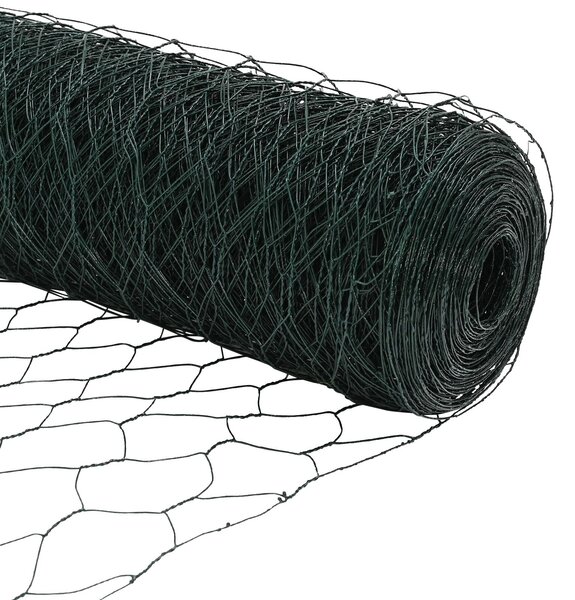 VidaXL Hatszögletű kerítés talajrögzítő 100 x 0,6 m PVC-bevonatos acél