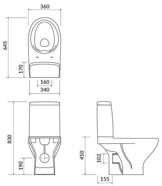 Cersanit Moduo CleanOn, kombi WC öblítéssel 3 / 5l + hőre keményedő ülőke, fehér, K116-030