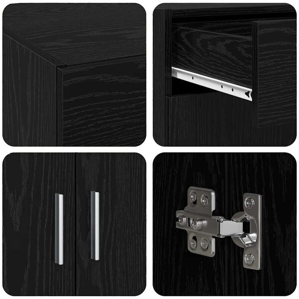 VidaXL Tárolószekrény fiókkal Musta tammi 80 x 42.5 x 93.5 cm Faanyag