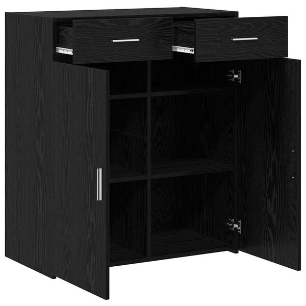 VidaXL Tárolószekrény fiókkal Musta tammi 80 x 42.5 x 93.5 cm Faanyag