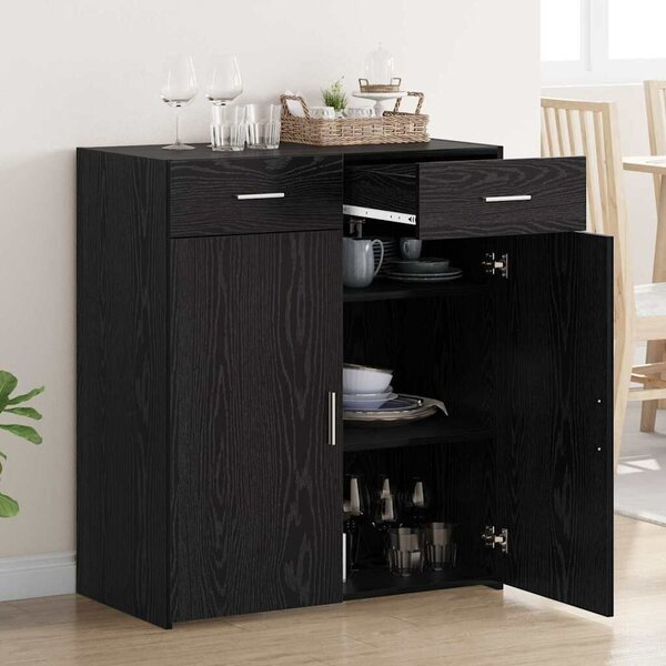 VidaXL Tárolószekrény fiókkal Musta tammi 80 x 42.5 x 93.5 cm Faanyag