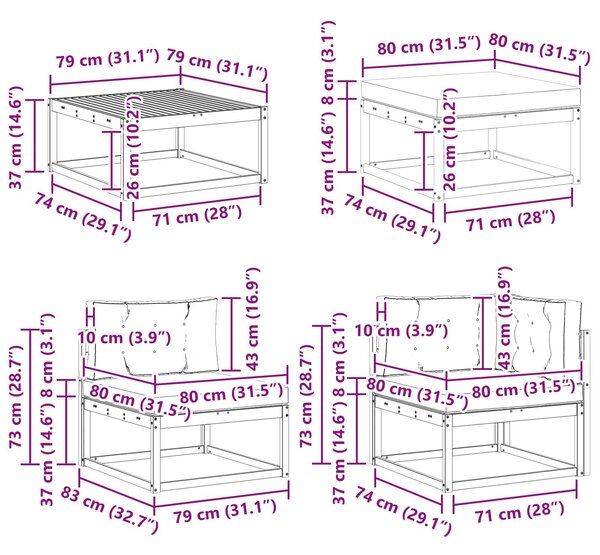 VidaXL Kültéri kanapé szett 7 pcs Fehér és Krém színű