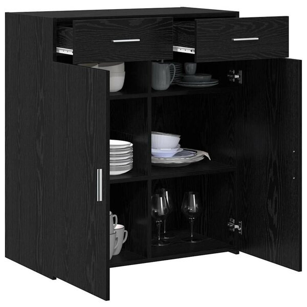 VidaXL Tárolószekrény fiókkal Musta tammi 80 x 42.5 x 93.5 cm Faanyag