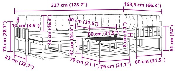 VidaXL Kültéri kanapé szett 7 pcs Fehér és Bézs