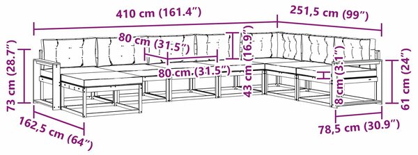 VidaXL Kültéri kanapé szett 8 pcs Fehér és Bézs