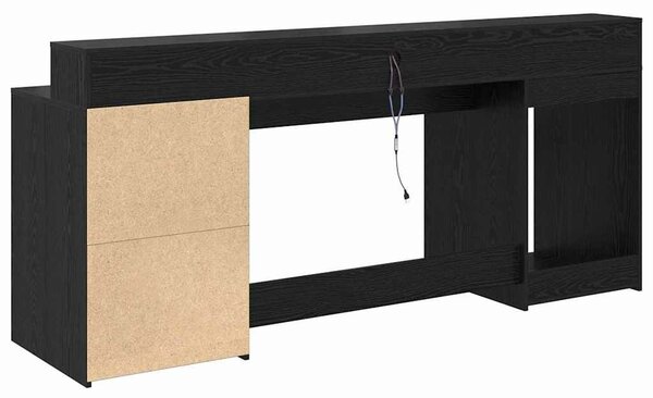VidaXL Asztal LED -es lámpákkal Musta tammi 200 x 55 x 91 cm Faanyag
