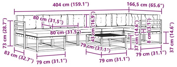 VidaXL Kültéri kanapé szett 8 pcs Fehér és Bézs