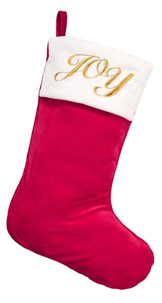 X-MAS karácsonyi zokni "JOY" felirattal, piros