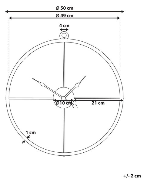 Fali óra ZUCHWIL 50 cm Fém Arany