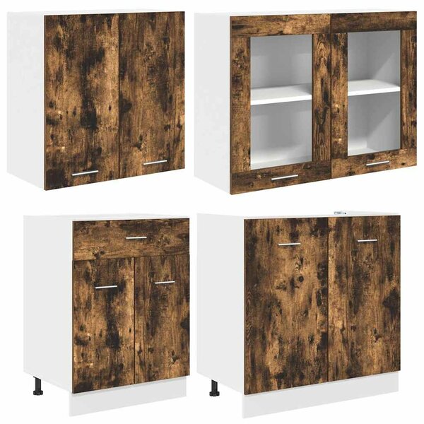 VidaXL Konyhaszekrény garnitúra 4 pcs Füstölt tölgy 140 x 46 x 81.5 cm