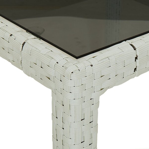 VidaXL Kerti Étkezőasztal Fehér 190 x 90 x 75 cm Poli rattan