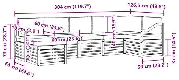 VidaXL Kültéri kanapé szett 7 pcs Fehér és Bézs