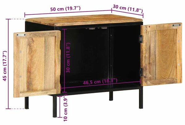 VidaXL Éjjeliszekrény Barna és fekete 50 x 30 x 45 cm tömör mangófa