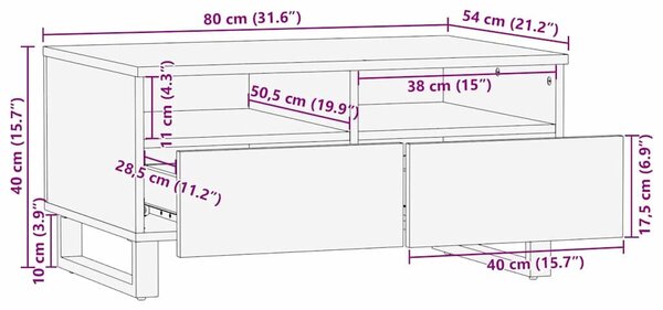 VidaXL Dohányzóasztal Dió 80 x 54 x 40 cm Szerelt Fa