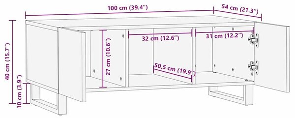 VidaXL Dohányzóasztal Dió 100 x 54 x 40 cm Szerelt Fa