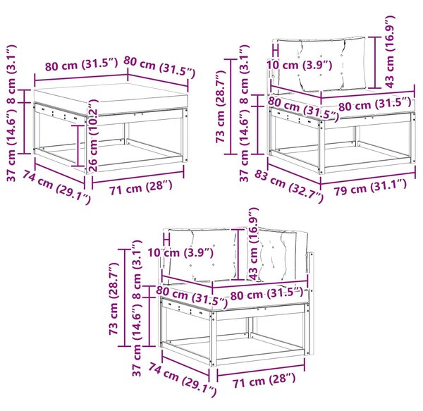 VidaXL Kültéri kanapé szett 6 pcs Természetes és bézs