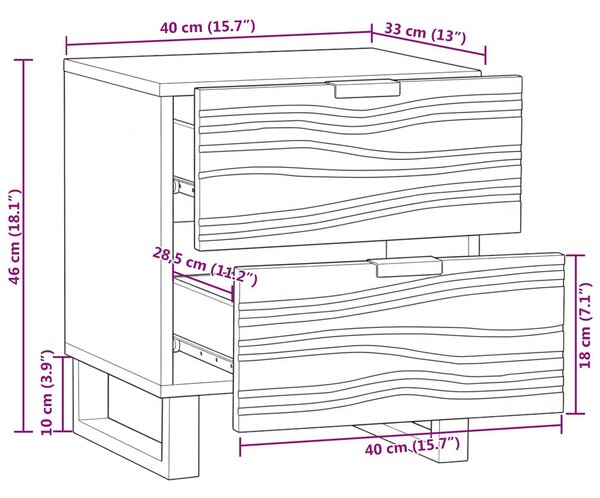 VidaXL Éjjeliszekrény 2 pcs Dió 40 x 33 x 46 cm Szerelt Fa