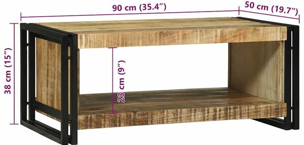 VidaXL Dohányzóasztal Barna 90 x 50 x 38 cm Tömör nyers mangófa