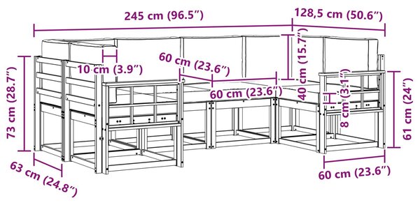 VidaXL Kültéri kanapé szett párnával 6 pcs Fehér és Antracitszürke